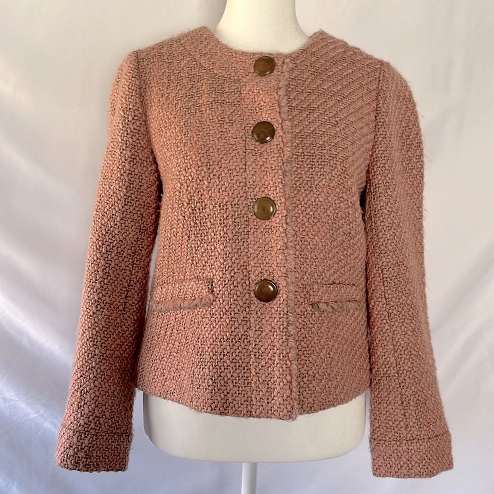 J. Crew Pink/Brown Tweed Blazer